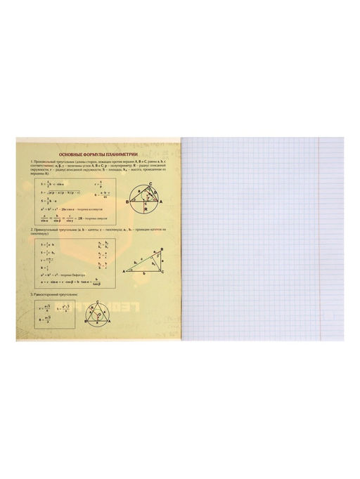 Цена за 10 шт. Предметная тетрадь по геометрии Calligrata «Пиксели», 36 листов, в клетку, со справочным материалом, обложка из мелованного картона