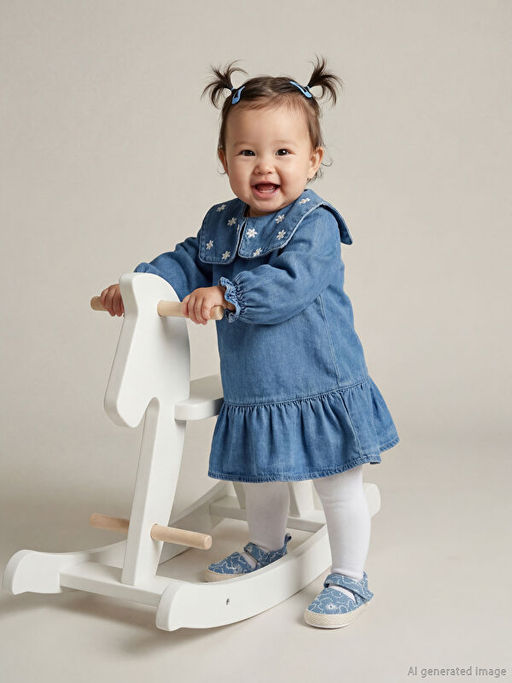 Bebe Yaka K?z Bebek Jean Elbise