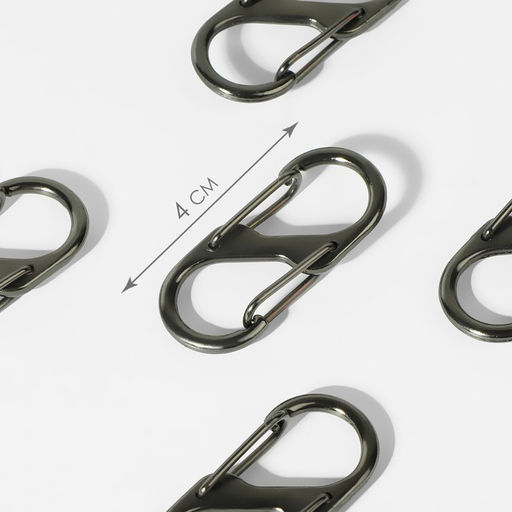 Карабин металлический, двойной, 40×18 мм, 5 шт., цвет чёрный никель