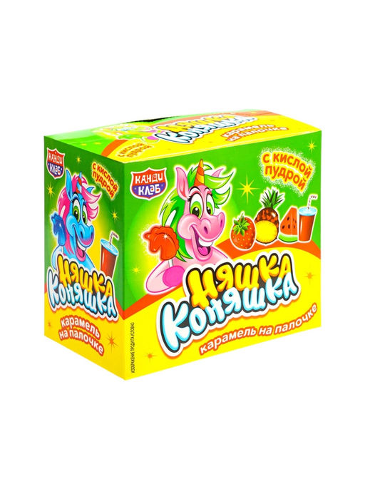 Цена за 5 шт. Леденец на палочке с кислой пудрой Няшка Коняшка ассорти, 12 г - Simaland фото 2