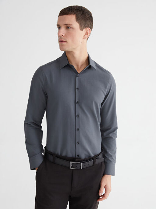 Slim Fit Uzun Kollu Poplin Erkek G?mlek