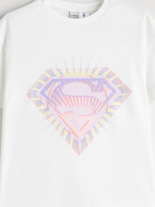 Bisiklet Yaka Superman Bask?l? K?z ?ocuk Ti??rt