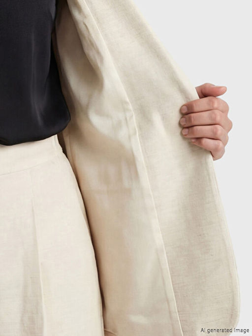 Keten Kar???ml? Kad?n Blazer Ceket