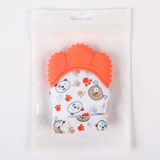 Прорезыватель-рукавичка Крошка Я «Собачки», от 3 мес., красный