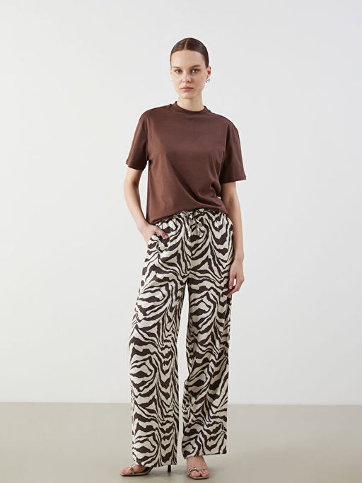 Beli Lastikli Desenli Geni? Pa?a Kad?n Pantolon