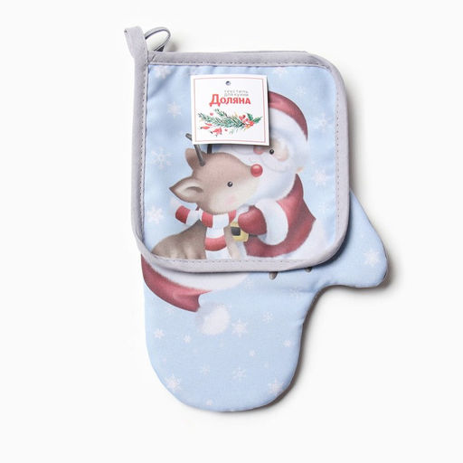 Набор кух. Доляна Волшебство: варежка 20х28 см, прихватка 17х17 см, 35% хл, 65% пэ  фото 6