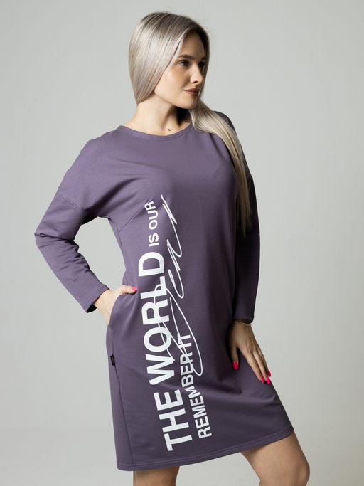 Платье женское П-163 (футер с лайкрой) Серо-лиловая