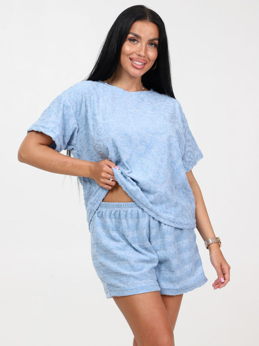 460 ЖЕНСКАЯ ПИЖАМА (шорты) (Голубой в ассортименте) - А-дина фото 2