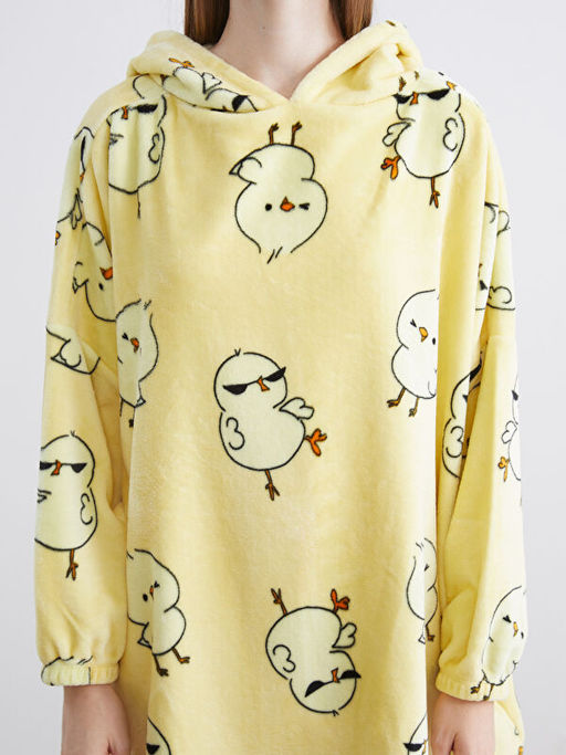 Kap??onlu Oversize Kad?n Pel?? Pijama ?st?