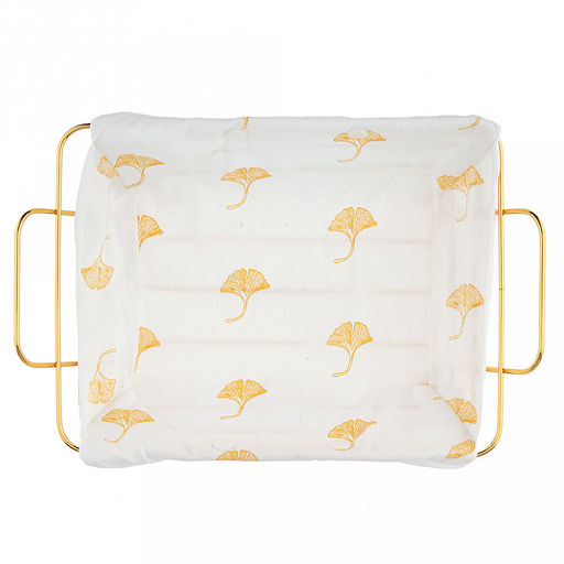 Корзина-сухарница металлическая, окрашенная Мечта 26х18,5см h7см s3мм, форма прямоугольная с ручками, на ножках, чехол хлопок на кнопках, цвет - золотой (Китай) - Домашняя мода фото 3