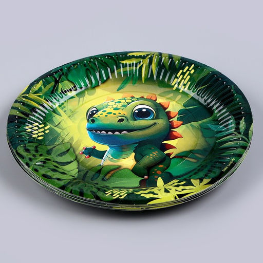 Цена за 10 шт. Тарелка бумажная Динозавр, 18 см - Страна карнавалия фото 7