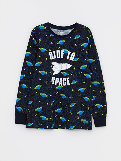 Bisiklet Yaka Bask?l? Uzun Kollu Erkek ?ocuk Pijama Tak?m? - Waikiki фото 2