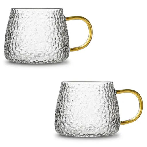 Кружка рельефное стекло, 420 мл, упак. 2 шт - BESTCOFFEE фото 3