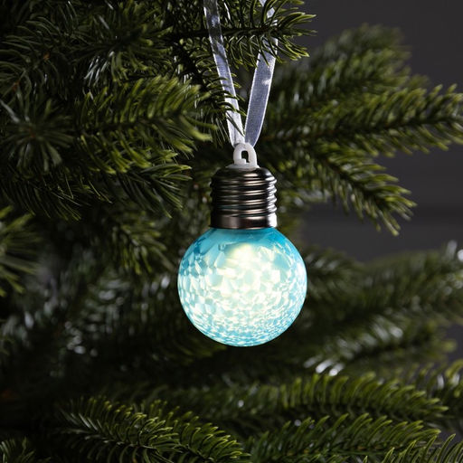 Ёлочный шар Синий, d=5 см, 1 LED, от батареек AG13x3, свечение тёплое белое