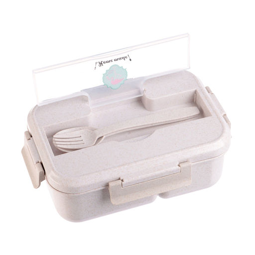 Ланч бокс в школу Доляна, с приборами, пшеничная солома, 1.1 л, 21.5×15×7.6 см, зелёный