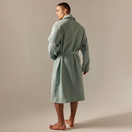 Халат вафельный мужской SL HOME: Basic «Аззура», размер M, хлопок 100%, мятный