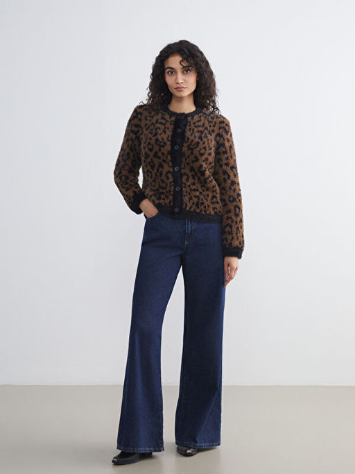 Leopar Desenli Kad?n Pel?? Triko H?rka