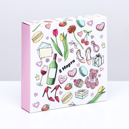Коробка под 8 конфет + шоколад, с окном ,  8 марта 17,7 х 17,8 х 3,8 см - UPAK LAND фото 2
