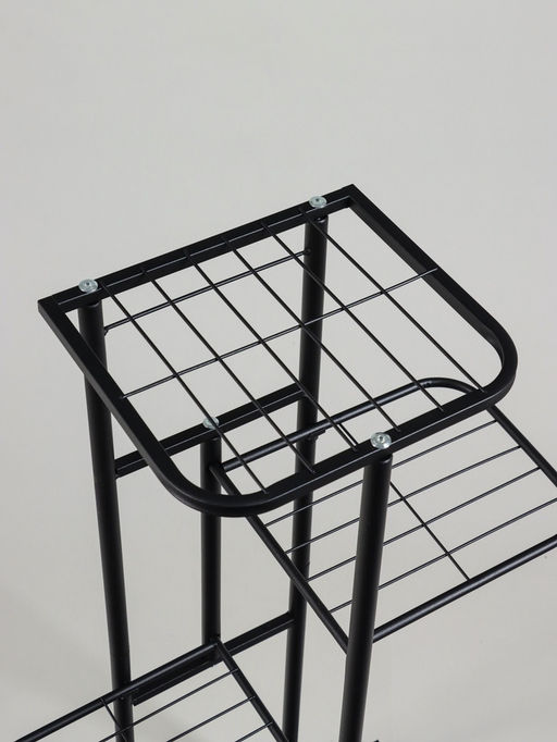 Подставка для цветов Greengo, 4 полки, 43×22×82 см, напольная, металл, чёрная