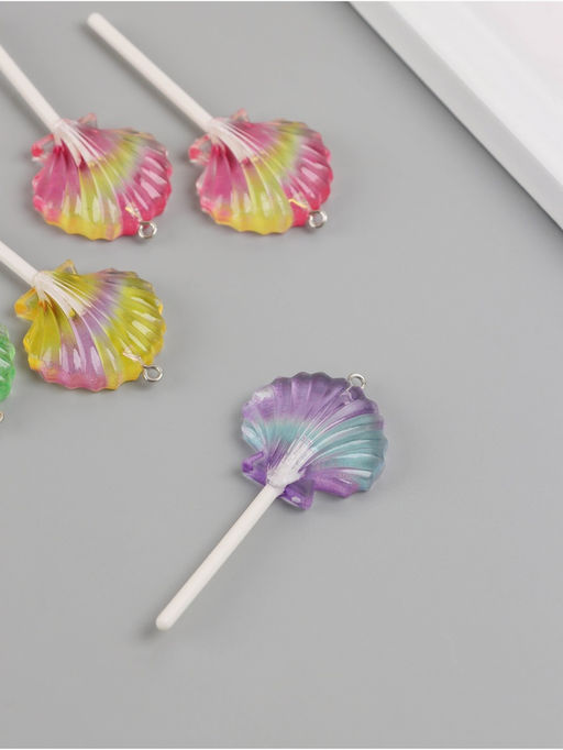 Цена за 5 шт. Подвеска для творчества акрил «Ракушка на палочке», 6×3×1 см, МИКС