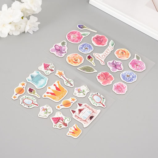 Наклейки для творчества Цветочное королевство, набор 2 листа, 22?12.5 см