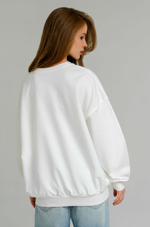 Арт. 15134 Свитшот женский оверсайз 46-52 (4 шт) Цвет:молочный - Калинка фото 4