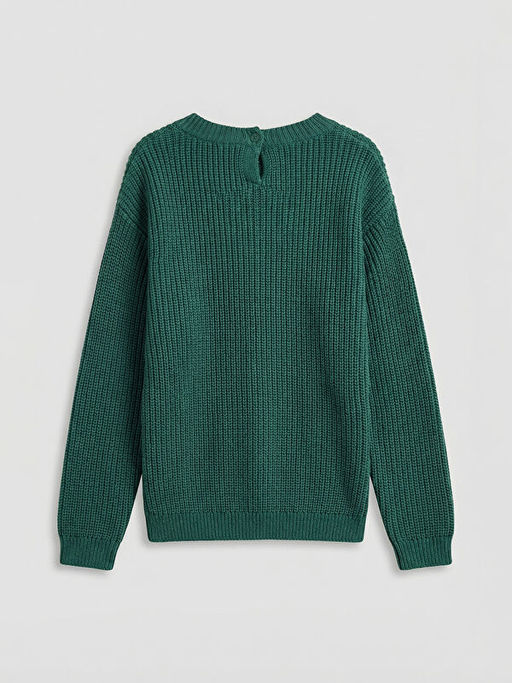 Bisiklet Yaka Nak??l? K?z ?ocuk Triko Kazak