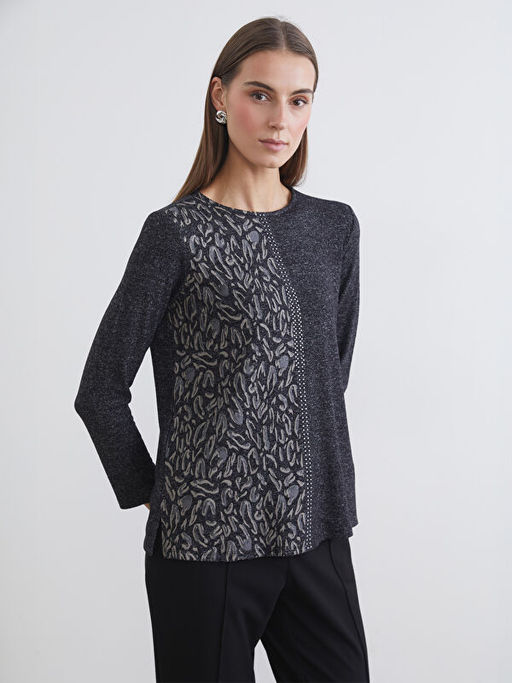 Bisiklet Yaka Desenli Bluz