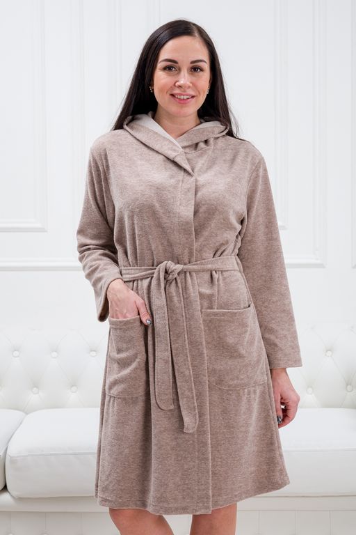 Халат женский из махры Нежность какао с молоком - Амадэль фото 12
