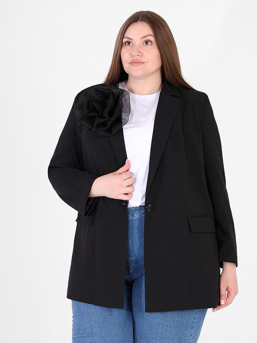 Брошь-цветок черного цвета большая