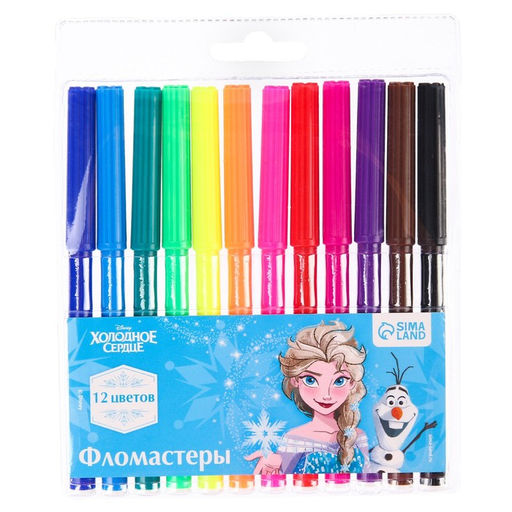 Фломастеры, 12 цветов, «Эльза», Холодное сердце