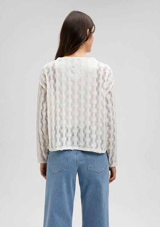 Transparan Beyaz Triko - Mavi фото 4