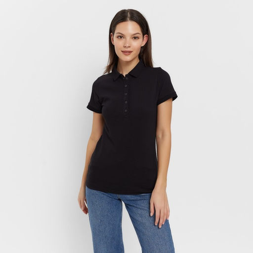 Футболка поло женская MINAKU: Basic line, чёрная, размер 42 фото 10