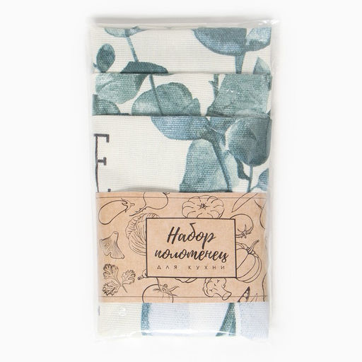 Набор полотенец Доляна Эвкалипт 45х60см - 3 шт, рогожка 158 г/м2, 50% хл, 50% пэ  фото 7