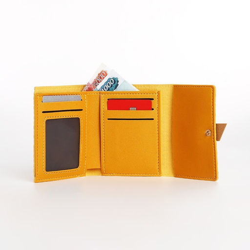 Кошелёк женский на кнопке, 11×1×10 см, комбинированный, жёлтый