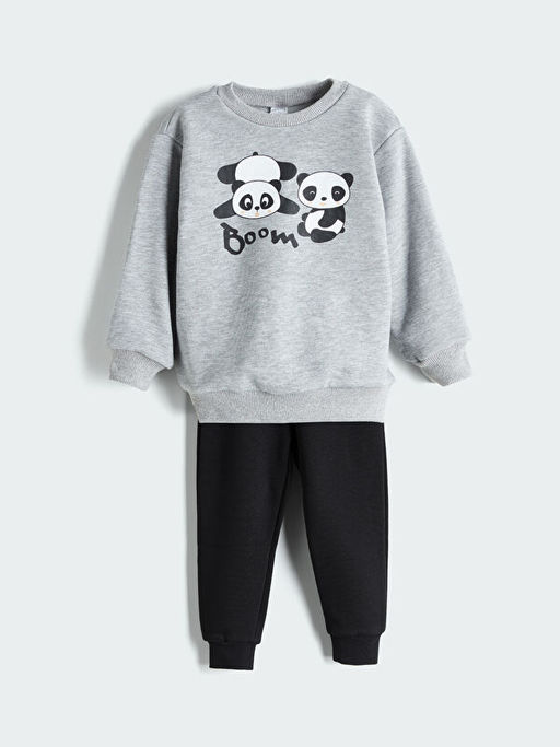 Bisiklet Yaka Erkek ?ocuk Sweatshirt ve E?ofman Alt 2li