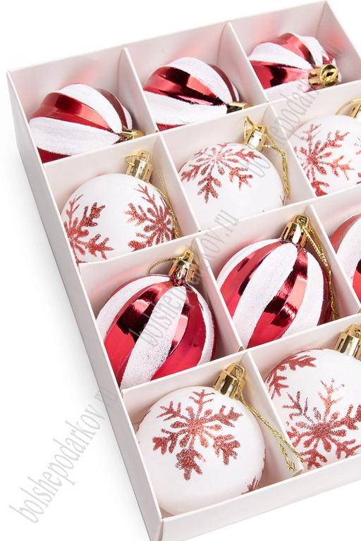 Набор новогодних шаров 6 см (12 шт) SF-7805, красный