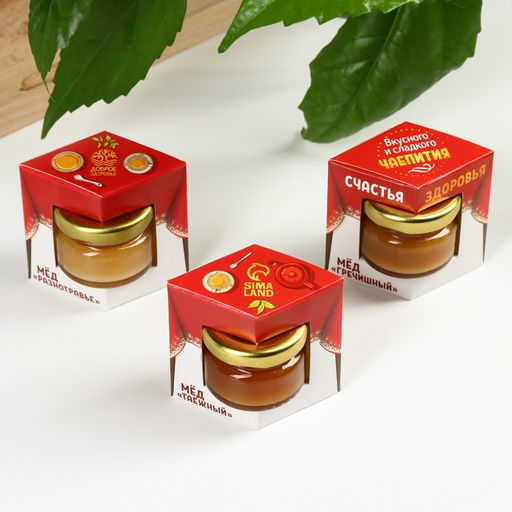 Подарочный набор Вкусного и сладкого чаепития: мёд разнотравье, мёд гречишный, мёд таёжный, 3 шт. х 30 г.