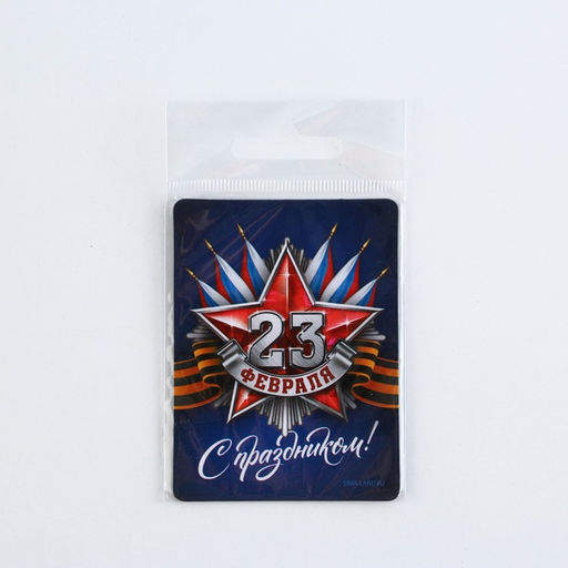Цена за 4 шт. Магнит полимерный С праздником 23 февраля, 6?8 см
