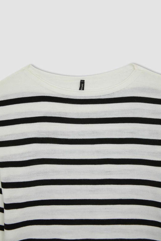 Полосатый свитер с круглым вырезом Relax Fit - Defacto фото 7