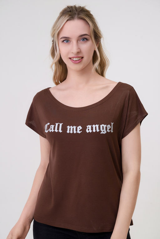 Футболка женская из вискозы Лирика темно-коричневый Call me angel - Амадэль фото 3