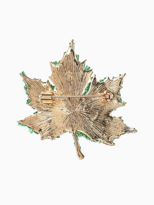 Брошь «Лист» кленовый, стеклярус, цвет зелёный в золоте