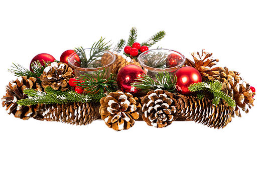 Новогоднее украшение подсвечник 32*14*8 см Заснеженные шишки на 2 свечи прямоугольный - Elan gallery фото 5