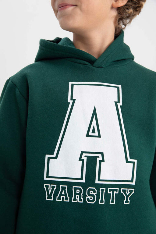 Толстая толстовка с капюшоном и принтом для мальчиков - Defacto фото 7