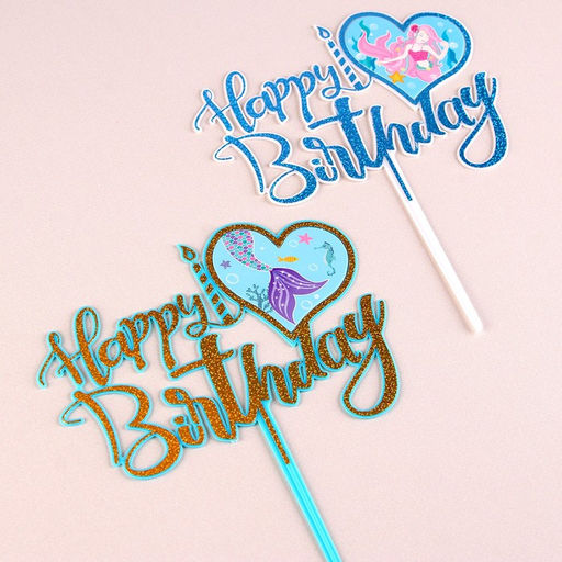 Набор топперов С днём рождения. Русалочка, 2 шт. - Страна карнавалия фото 2