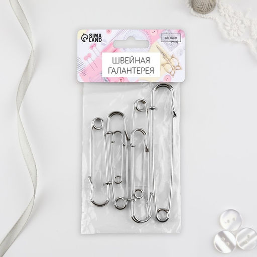 Цена за 2 шт. Набор булавок шляпных, 38/50/63/70/90/100 мм, 6 шт.