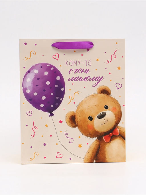 Цена за 2 шт. Пакет ламинированный «Мишка», ML 23 × 27 × 11,5 см