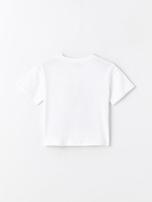 Bisiklet Yaka Bask?l? K?sa Kollu K?z ?ocuk Ti??rt - Waikiki фото 2