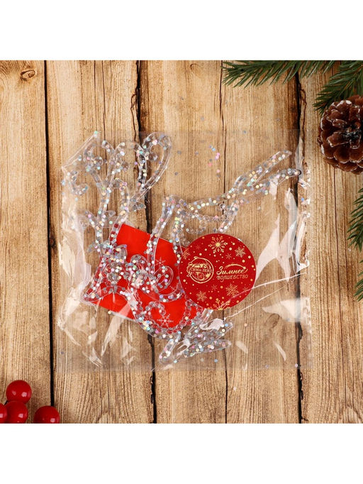 Цена за 2 шт. Ёлочная игрушка Зимнее волшебство. Олень в прыжке - магия, 1312 см, прозрачный фото 6