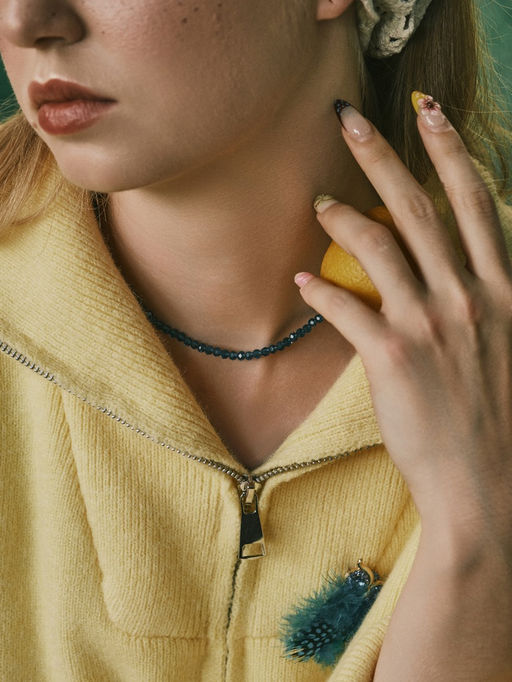 Чокер из бисера «Хрусталь», голубой в серебре, 36 см + 5 см доп, цепочка